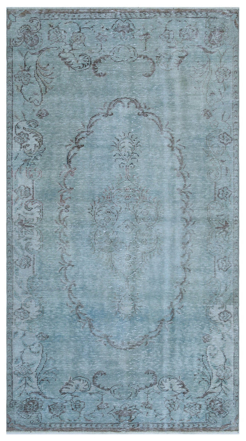 Atina Blue Vintage Wool Handmade Area Rug 4'11" x 9'0"