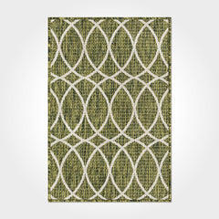 Geometric Area Rug – Washable Non Slip Chenille Cotton Carpet With Green Modern Design