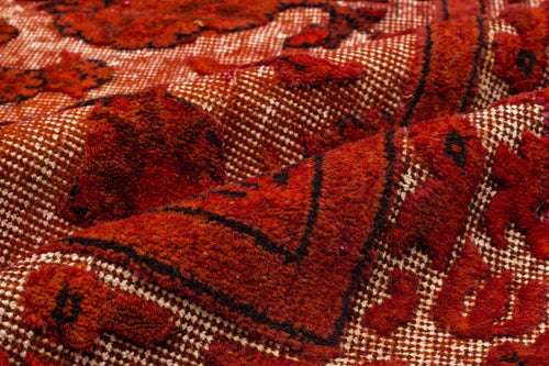 Purplea Orange Vintage Wool Handmade Area Rug 4'9" x 8'2"