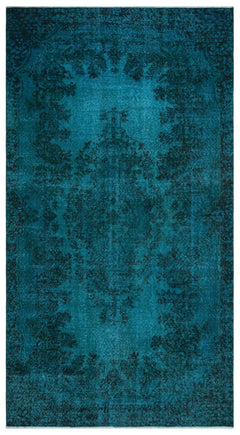 Atina Turquoise Vintage Wool Handmade Area Rug 5'7" x 8'6"