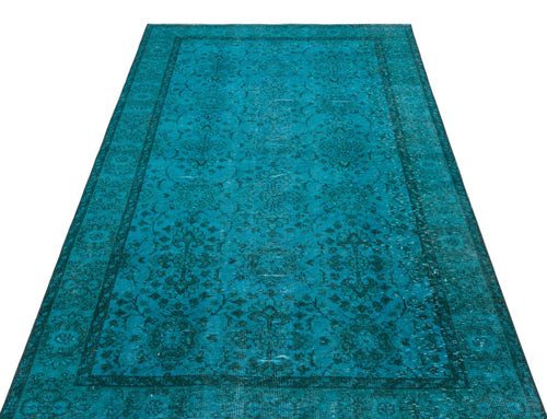 Atina Turquoise Vintage Wool Handmade Area Rug 4'6" x 8'2"