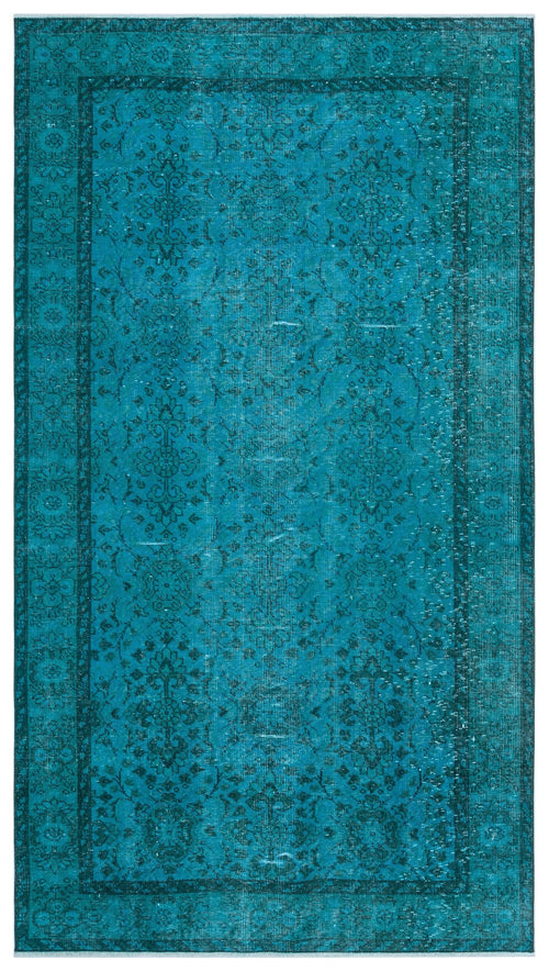 Atina Turquoise Vintage Wool Handmade Area Rug 4'6" x 8'2"