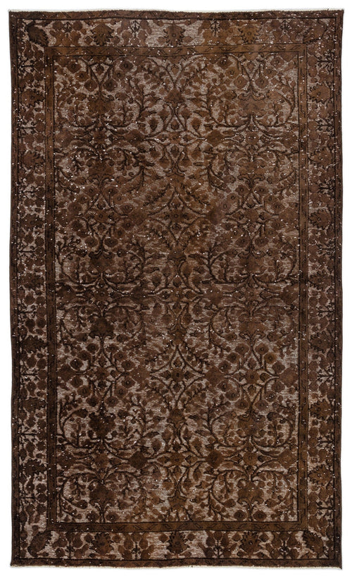 Purplea Brown Vintage Wool Handmade Area Rug 5'8" x 9'2"