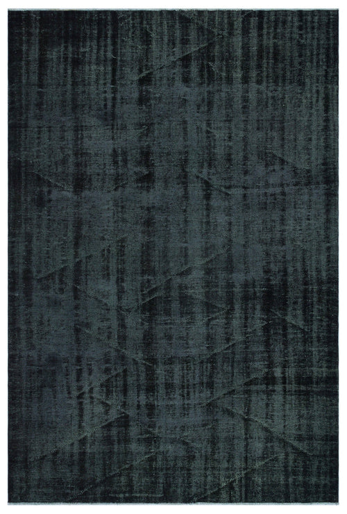 Atina Black Vintage Wool Handmade Area Rug 5'10" x 8'8"