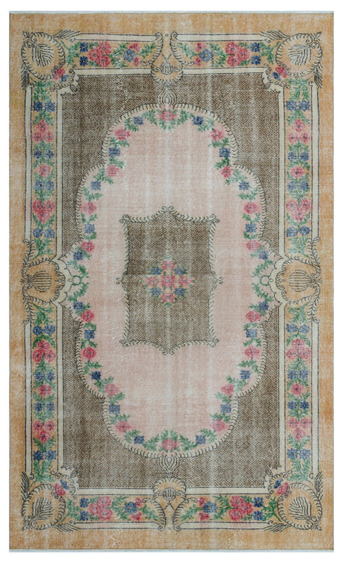 Atina Beige Vintage Wool Handmade Area Rug 5'5" x 9'0"