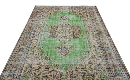 Atina Green Vintage Wool Handmade Area Rug 6'0" x 9'1"