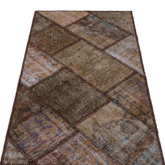 Iskece 25880 Brown Patchwork Wool Handmade Area Rug 2'7" x 4'11"