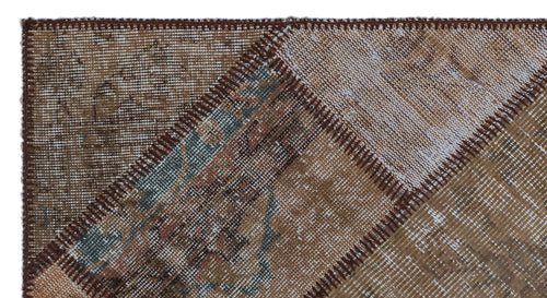 Iskece 25880 Brown Patchwork Wool Handmade Area Rug 2'7" x 4'11"