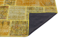 Iskece 25884 Yellow Patchwork Wool Handmade Area Rug 2'7" x 4'11"