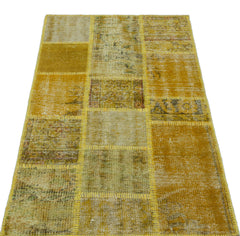 Iskece 25884 Yellow Patchwork Wool Handmade Area Rug 2'7" x 4'11"
