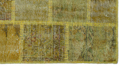 Iskece 25884 Yellow Patchwork Wool Handmade Area Rug 2'7" x 4'11"