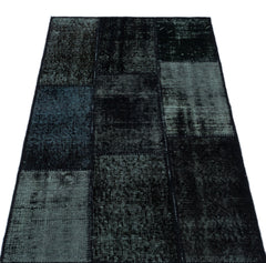 Iskece 25885 Black Patchwork Wool Handmade Area Rug 2'7" x 4'11"
