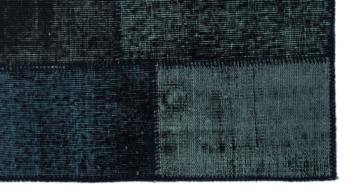 Iskece 25885 Black Patchwork Wool Handmade Area Rug 2'7" x 4'11"