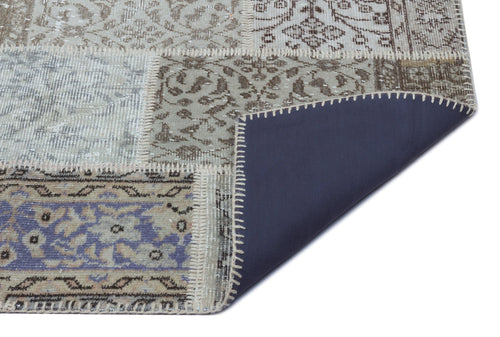 Iskece 25886 Beige Patchwork Wool Handmade Area Rug 2'7" x 4'11"