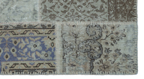 Iskece 25886 Beige Patchwork Wool Handmade Area Rug 2'7" x 4'11"
