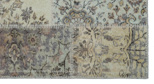 Iskece 25887 Beige Patchwork Wool Handmade Area Rug 2'7" x 4'11"