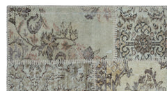 Iskece 25887 Beige Patchwork Wool Handmade Area Rug 2'7" x 4'11"
