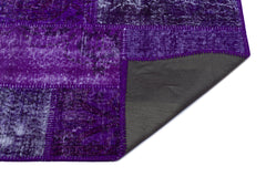 Iskece 25888 Purple Patchwork Wool Handmade Area Rug 2'7" x 4'11"