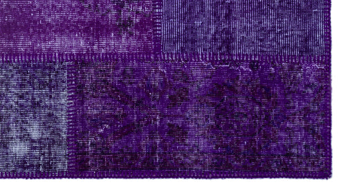 Iskece 25888 Purple Patchwork Wool Handmade Area Rug 2'7" x 4'11"