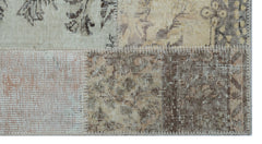 Iskece 25892 Beige Patchwork Wool Handmade Area Rug 2'7" x 4'11"