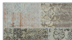 Iskece 25892 Beige Patchwork Wool Handmade Area Rug 2'7" x 4'11"