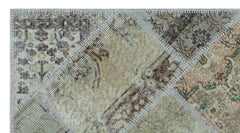 Iskece 25904 Beige Patchwork Wool Handmade Area Rug 2'7" x 4'11"