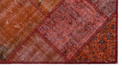 Iskece 25909 Red Patchwork Wool Handmade Area Rug 2'7" x 4'11"
