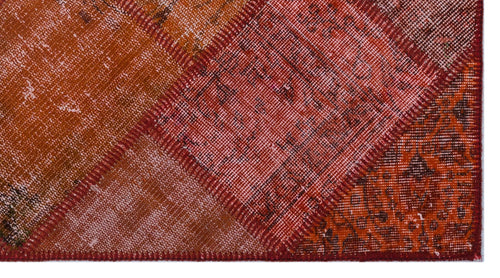 Iskece 25909 Red Patchwork Wool Handmade Area Rug 2'7" x 4'11"