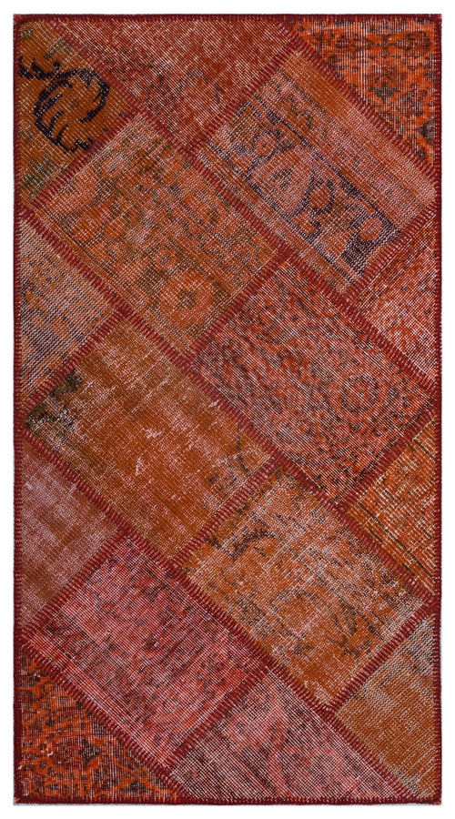 Iskece 25909 Red Patchwork Wool Handmade Area Rug 2'7" x 4'11"
