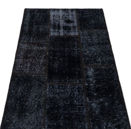 Iskece 25915 Black Patchwork Wool Handmade Area Rug 2'7" x 4'11"