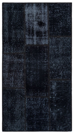 Iskece 25915 Black Patchwork Wool Handmade Area Rug 2'7" x 4'11"