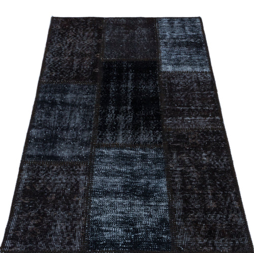 Iskece 25925 Black Patchwork Wool Handmade Area Rug 2'7" x 4'11"