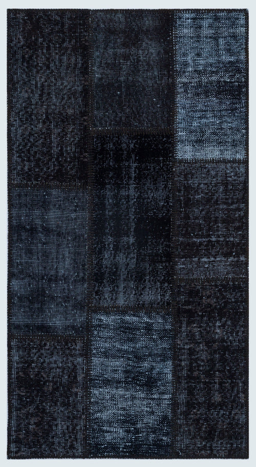 Iskece 25925 Black Patchwork Wool Handmade Area Rug 2'7" x 4'11"