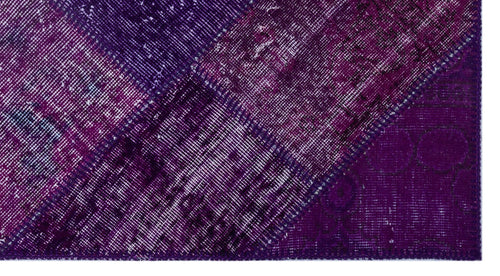 Iskece 25927 Purple Patchwork Wool Handmade Area Rug 2'7" x 4'11"