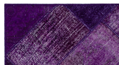 Iskece 25927 Purple Patchwork Wool Handmade Area Rug 2'7" x 4'11"