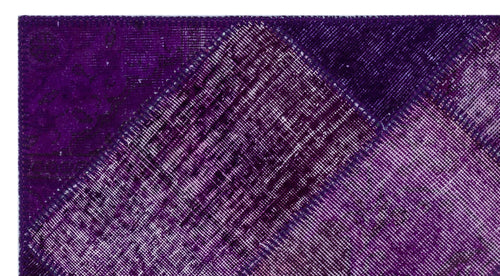 Iskece 25927 Purple Patchwork Wool Handmade Area Rug 2'7" x 4'11"