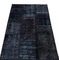 Iskece 25928 Black Patchwork Wool Handmade Area Rug 2'7" x 4'11"