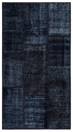 Iskece 25928 Black Patchwork Wool Handmade Area Rug 2'7" x 4'11"