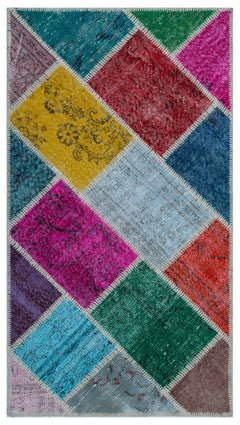 Iskece 25944 Beige Patchwork Wool Handmade Area Rug 2'7" x 4'11"