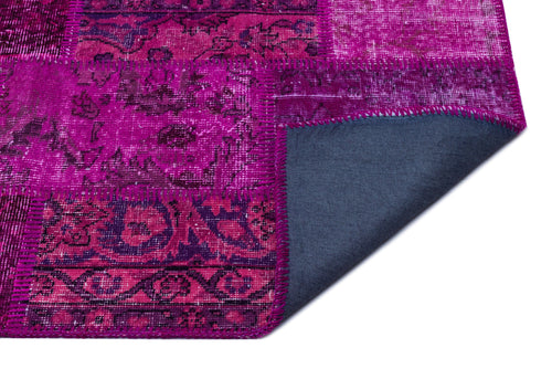 Iskece 25946 Pink Patchwork Wool Handmade Area Rug 2'7" x 4'11"