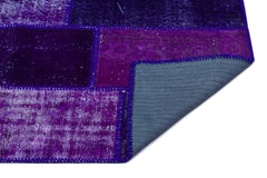 Iskece 25948 Purple Patchwork Wool Handmade Area Rug 2'7" x 4'11"