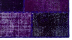 Iskece 25948 Purple Patchwork Wool Handmade Area Rug 2'7" x 4'11"
