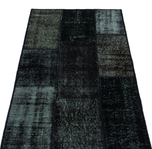 Iskece 25955 Black Patchwork Wool Handmade Area Rug 2'7" x 4'11"
