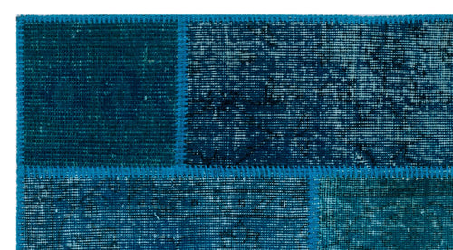 Iskece 25967 Turquoise Patchwork Wool Handmade Area Rug 2'7" x 4'11"