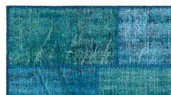 Iskece 25968 Turquoise Patchwork Wool Handmade Area Rug 2'7" x 4'11"