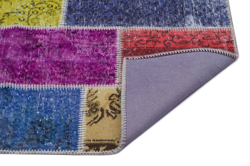 Iskece 25970 Beige Patchwork Wool Handmade Area Rug 2'7" x 4'11"