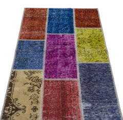 Iskece 25970 Beige Patchwork Wool Handmade Area Rug 2'7" x 4'11"