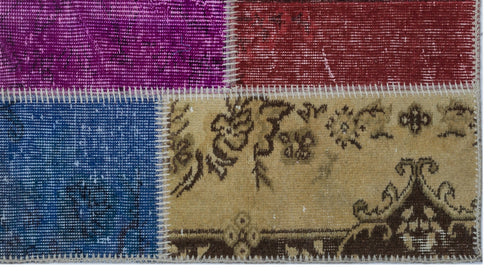 Iskece 25970 Beige Patchwork Wool Handmade Area Rug 2'7" x 4'11"