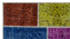 Iskece 25970 Beige Patchwork Wool Handmade Area Rug 2'7" x 4'11"