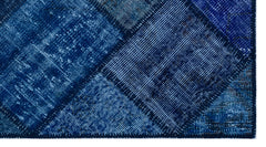 Iskece 25976 Blue Patchwork Wool Handmade Area Rug 2'7" x 4'11"
